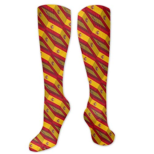 Houlipeng Calcetines con patrón de Arte 3D de la Bandera de España para Hombres y Mujeres, Divertidos, Locos, Correr, atléticos, Viajes, Deportes, Calcetines sobre la Pantorrilla Houlipeng Calcetines con patrón de Arte 3D de la Bandera de España para Hombres y Mujeres, Divertidos, Locos, Correr, atléticos, Viajes, Deportes, Calcetines sobre la Pantorrilla