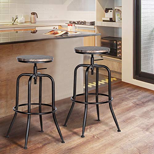 HOUSE IN BOX.COM 2X Taburete de Bar Silla Giratoria de 360 Grados Estilo Industrial Moderno Altura Ajustable Taburetes Acero Madera MDF con Patas Curvadas para Bar Cocina (Nuez) HOUSE IN BOX.COM 2X Taburete de Bar Silla Giratoria de 360 Grados Estilo Industrial Moderno Altura Ajustable Taburetes Acero Madera MDF con Patas Curvadas para Bar Cocina (Nuez)