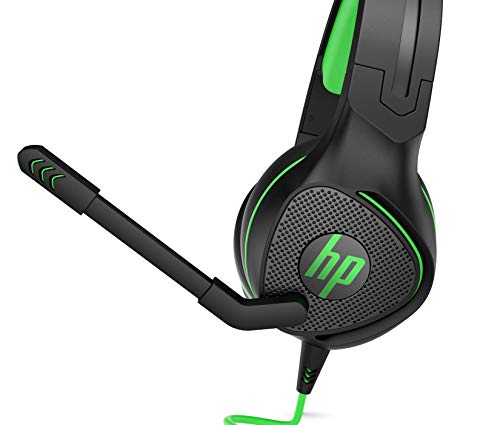 HP Pavilion 400 - Auriculares Gaming con micrófono (Sonido estéreo, Controles Integrados en el Cable, Conector analógico de 3.5 mm) Negro y Verde, Talla Única