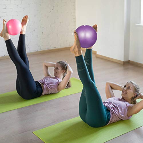 HQdeal 2 Piezas 23cm Pelota de Ejercicio de Pilates Mini Pelota Pilates Balones Yoga, Rosado y Morado