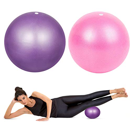 HQdeal 2 Piezas 23cm Pelota de Ejercicio de Pilates Mini Pelota Pilates Balones Yoga, Rosado y Morado