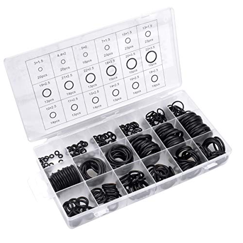 HQdeal Juego de aros tóricos, 279PCS 18 tamaños goma juntas tóricas Kit, aislamiento junta arandela, juntas tóricas para coche Auto reparación de vehículos Aire acondicionado