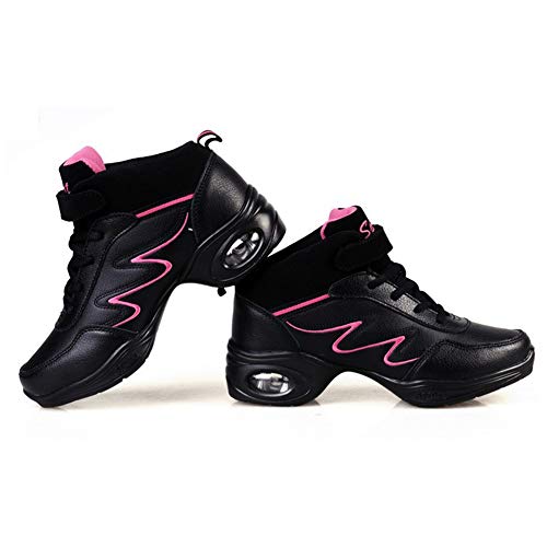 HROYL Zapatillas de Baile Moderno Jazz Gimnasia Zapatillas de Deporte Running Mujer,LYX952-Negro ROSEO,EU37