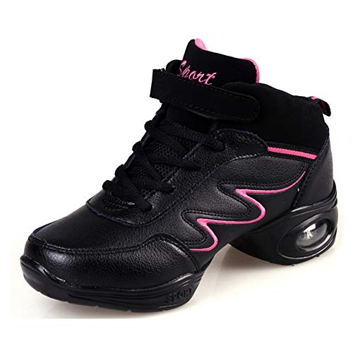 HROYL Zapatillas de Baile Moderno Jazz Gimnasia Zapatillas de Deporte Running Mujer,LYX952-Negro ROSEO,EU37