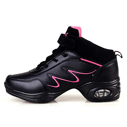 HROYL Zapatillas de Baile Moderno Jazz Gimnasia Zapatillas de Deporte Running Mujer,LYX952-Negro ROSEO,EU37