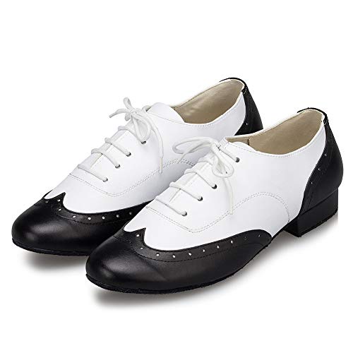 HROYL Zapatos de Baile de latín/Jazz estándar de los Hombres de Cuero Lace up Zapatos de Baile de los Hombres de salón de Baile L1EU4738
