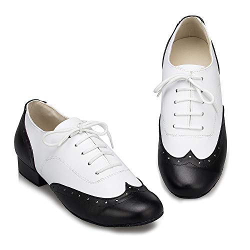 HROYL Zapatos de Baile de latín/Jazz estándar de los Hombres de Cuero Lace up Zapatos de Baile de los Hombres de salón de Baile L1EU4738