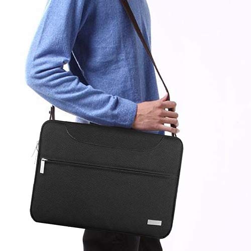 HSEOK Bolso Bandolera/Maletín para Portátil 15"-16", Funda Protectora Laptop Sleeve Dura y Impermeable para 15" 16" MacBook Pro, 15"-15,6"-16" HP ASUS Acer Lenovo DELL Notebook, Negro