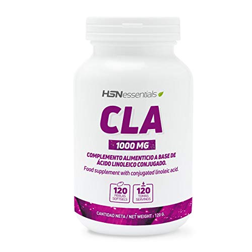HSN CLA 1000mg Estandarizado para 80% de Ácido Linoléico Conjugado (Omega 6) | Suplemento para Perder Peso, Quemagrasas, Ideal para Definición | Sin Gluten, Sin Lactosa 120 Perlas