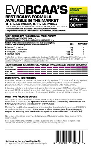 HSN Sports Evobcaa's Glutamina y Aminoácidos Ramificados de Proporción con Glutamina - 420 gr