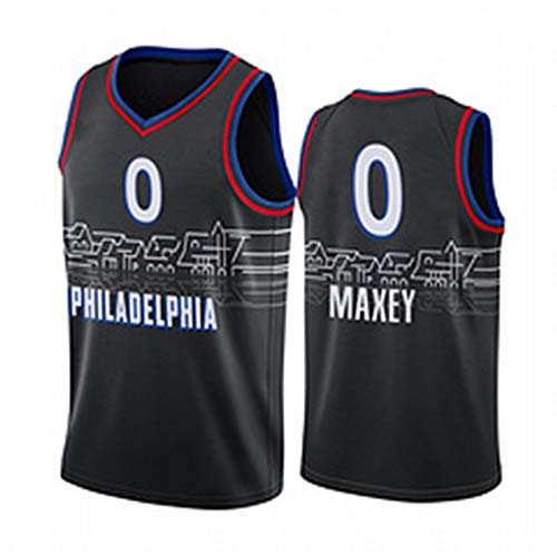 HTKJG Maxey 76ers 0# Basketball Jersey City Edition, MEAVELESS MEAVERS MESHABLE MESHABLE Y RAATHABLE DE MEATHABLE Y DE SECAJE RÁPIDO (S-2XL) Black-M