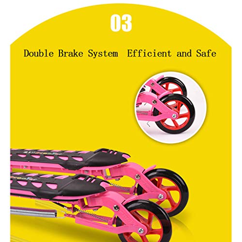 HUABANCHE Rana Scooter Niños 3 Rondas Led Rueda De Flash Rueda De Patinaje De Velocidad Plegable Tres Deslizador ala Empujar Acción Pink