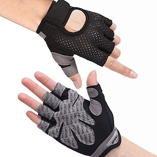 Hually Guantes Gimnasio para Hombre y Mujer, Gym Guantes Transpirable con Protección Completa de Muñeca y Palma, Antideslizante Guantes Crossfit para Levantamiento de Pesas, Musculación, Fitness (M)