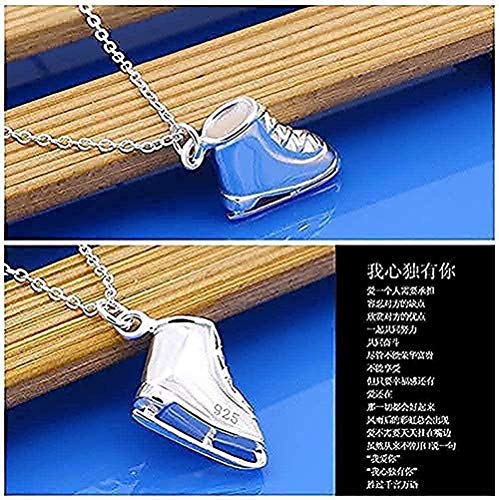 huangxuanchen co.,ltd Collar de Plata para Mujer, diseño de Patines de Hielo, Colgante de Plata Maciza, Corto, joyería para el Cuerpo, Collar con Colgante, Regalo para Mujeres, Hombres, niñas, niños