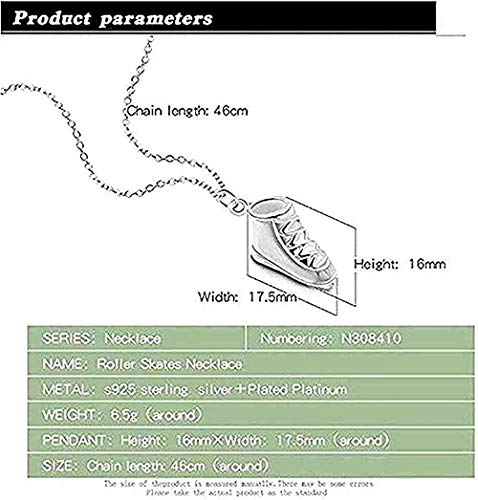 huangxuanchen co.,ltd Collar de Plata para Mujer, diseño de Patines de Hielo, Colgante de Plata Maciza, Corto, joyería para el Cuerpo, Collar con Colgante, Regalo para Mujeres, Hombres, niñas, niños