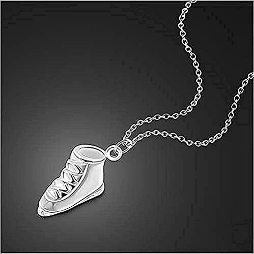 huangxuanchen co.,ltd Collar de Plata para Mujer, diseño de Patines de Hielo, Colgante de Plata Maciza, Corto, joyería para el Cuerpo, Collar con Colgante, Regalo para Mujeres, Hombres, niñas, niños