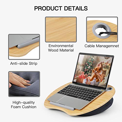 HUANUO Soportes para Portátiles con Cojín en Cama y Sofá, Estante de Libros/Almohada/Mesa de Rodilla con Orificio de Cable y Tira Antideslizante, Apto a Laptop hasta 15,6” HUANUO Soportes para Portátiles con Cojín en Cama y Sofá, Estante de Libros/Almohada/Mesa de Rodilla con Orificio de Cable y Tira Antideslizante, Apto a Laptop hasta 15,6”