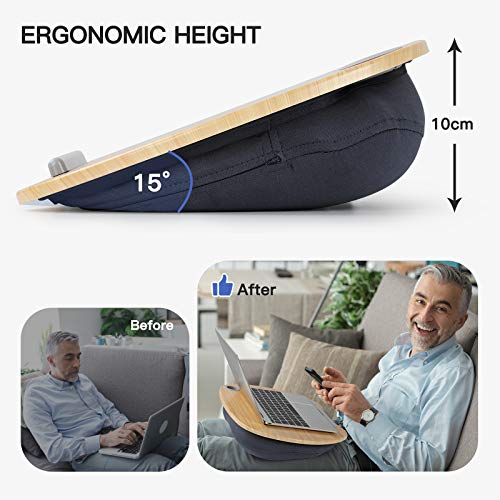 HUANUO Soportes para Portátiles con Cojín en Cama y Sofá, Estante de Libros/Almohada/Mesa de Rodilla con Orificio de Cable y Tira Antideslizante, Apto a Laptop hasta 15,6” HUANUO Soportes para Portátiles con Cojín en Cama y Sofá, Estante de Libros/Almohada/Mesa de Rodilla con Orificio de Cable y Tira Antideslizante, Apto a Laptop hasta 15,6”