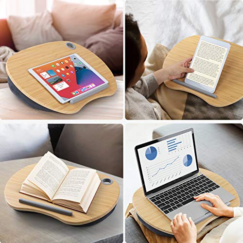 HUANUO Soportes para Portátiles con Cojín en Cama y Sofá, Estante de Libros/Almohada/Mesa de Rodilla con Orificio de Cable y Tira Antideslizante, Apto a Laptop hasta 15,6” HUANUO Soportes para Portátiles con Cojín en Cama y Sofá, Estante de Libros/Almohada/Mesa de Rodilla con Orificio de Cable y Tira Antideslizante, Apto a Laptop hasta 15,6”