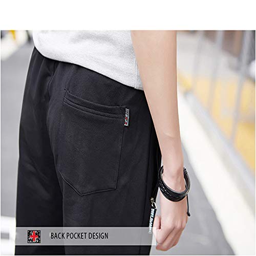 HUATING Pantalones Cortos Deportivos para Hombre, Pantalones de Hombre con Cordón y Cremallera para Los Bolsillos (Black, L) HUATING Pantalones Cortos Deportivos para Hombre, Pantalones de Hombre con Cordón y Cremallera para Los Bolsillos (Black, L)