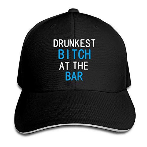 huatongxin Unisex Drunkest Bitch at The Bar Gorras de béisbol Ajustable Sandwich Bill Gorras con Pico Gorras Deportivas al Aire Libre