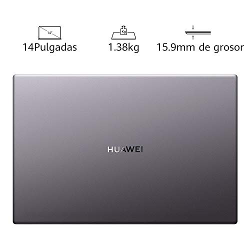 Huawei Matebook D14 - Ordenador Portátil Ultrafino de 14" FullHD (AMD Ryzen 5 3500U, 8GB RAM, 256GB SSD, Radeon Vega 8 Graphics, Windows 10 Home) Space Gray - Teclado Qwerty Español