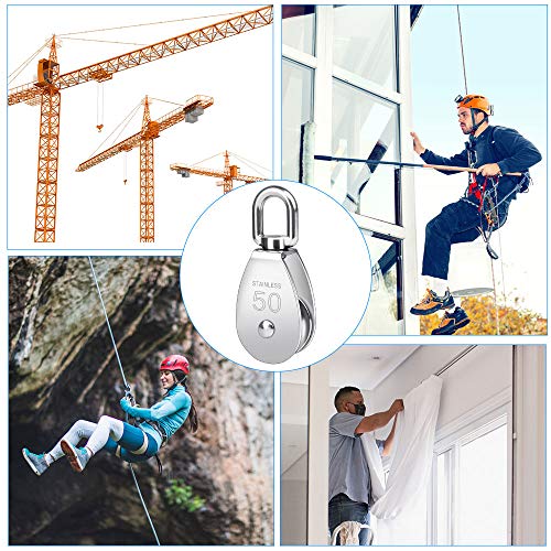 Huayue 1pcs Bloque de Polea Giratoria, M50 Polea Simple Poleas de Bloque Carga 400KG, Polea de Acero Inoxidable para Cuerdas Tendedero de Ropa, Pesas y Gimnasio Huayue 1pcs Bloque de Polea Giratoria, M50 Polea Simple Poleas de Bloque Carga 400KG, Polea de Acero Inoxidable para Cuerdas Tendedero de Ropa, Pesas y Gimnasio