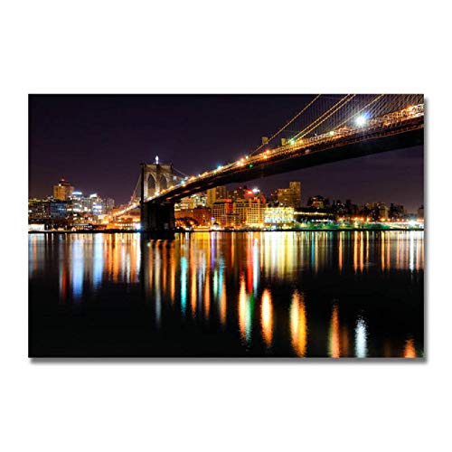 HuGuan Lienzo Y Arte De Pared PóSter 23.6"x35.4"(60x90cm) Paisaje De La Ciudad De La Noche para La Decoración De La Habitación T8 Pintura Pared Y Estampados Cuadros Sin Marco