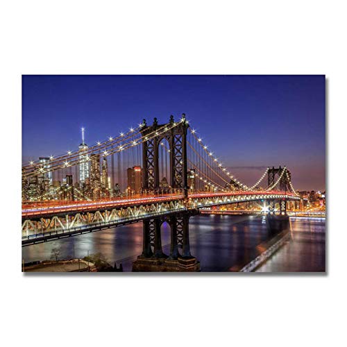 HuGuan Mural con Estampado De Arte 23.6"x35.4"(60x90cm) Paisaje De La Ciudad De La Noche para La Decoración De La Habitación T8 PóSter Lienzo Pintura Pared Sin Marco