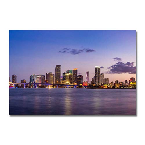 HuGuan PóSter Y Estampados 23.6"x35.4"(60x90cm) Paisaje De La Ciudad De La Noche para La Decoración De La Habitación Decoración T10 Lienzo Pintura Pared Arte Cuadros Sin Marco