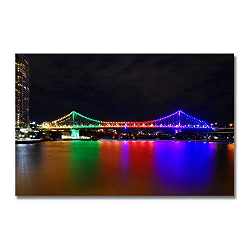 HuGuan PóSter Y Estampados 23.6"x35.4"(60x90cm) Paisaje De La Ciudad De La Noche para La Decoración De La Habitación T2 Lienzo Pintura Pared Arte Cuadros Sin Marco