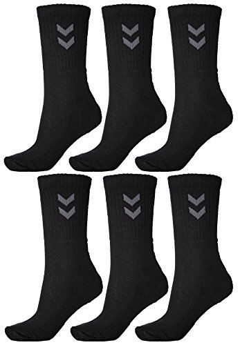 Hummel 6 pares de calcetines deportivos básicos, diferentes tamaños, 41-45, color negro