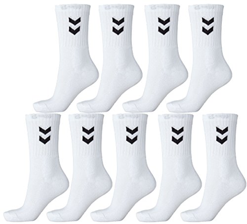 Hummel 9 pares de calcetines deportivos unisex, 22030, Blanco, 41 - 45 (Size 12)