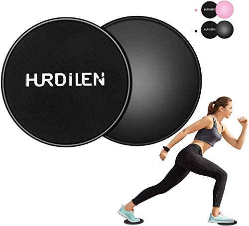 Hurdilen Core Sliders, Discos Deslizantes Uso de Doble Cara en Pisos de Alfombras y Madera Dura, Aparato de Ejercicios Livianos Entrenar la Fuerza del Núcleo Abdominal (Negro)