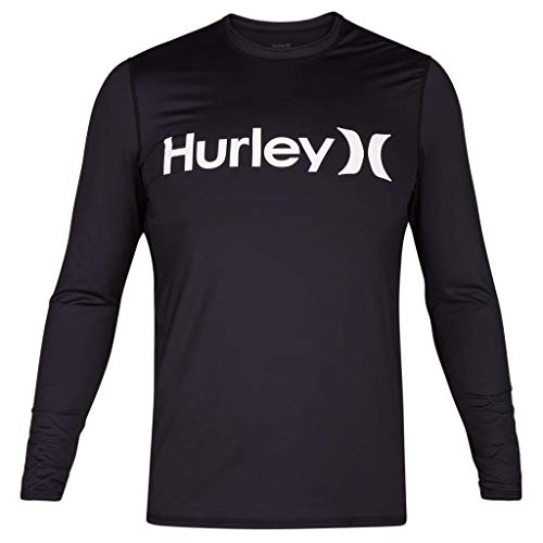Hurley M One&Only Surf Long Sleeve Camiseta de Manga Larga, Hombre, Negro (Black/White), L