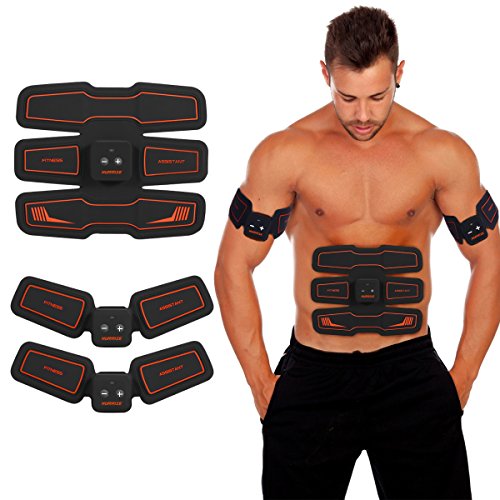 HURRISE EMS Electroestimulador Muscular Abdominales Cinturón, Entrenador de Abdominales Cinturón tonificador del Abdomen/Cintura/Pierna/Brazo 6 Modos