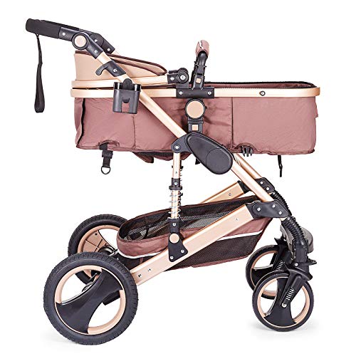 Husuper 2 en 1 Cochecito Bebé de de Alta Calidad Plegable Portátil Ligero Amortiguador Ajustable con Carro Multiuso para Bebés Recién Nacidos Carrito con Capazo Cuna para Bebé Oro Husuper 2 en 1 Cochecito Bebé de de Alta Calidad Plegable Portátil Ligero Amortiguador Ajustable con Carro Multiuso para Bebés Recién Nacidos Carrito con Capazo Cuna para Bebé Oro