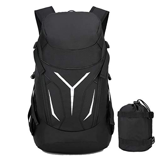 Hwjianfeng 40L Mochila Ultraligera y Compacta Mochila Plegable Resistente al Agua para Hombres Mujeres Acampar al Aire Libre Senderismo Mochila de Viaje Práctica Duradera, Negro