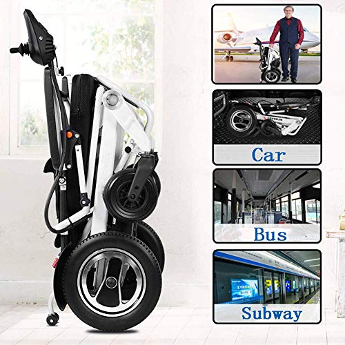 HXCD Silla de Ruedas eléctrica Plegable Liviana, Silla eléctrica Plegable con batería de Iones de Litio, Silla de Scooter motorizada eléctrica Plegable portátil para discapacitados y Ancianos, ne