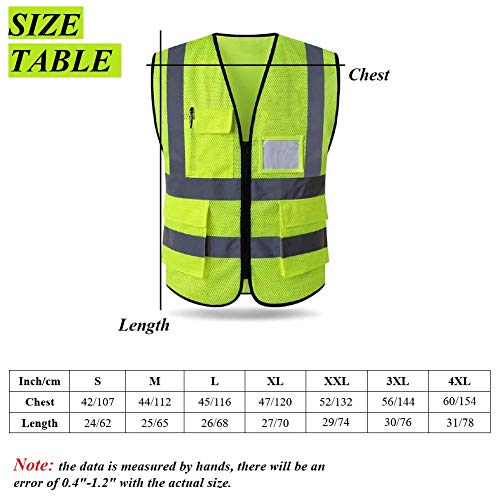 Hycoprot Chaleco de Seguridad Reflectante Malla Alta Visibilidad Ropa de Trabajo Gerente Ejecutivo Chaqueta de Chaleco Cremallera Brace Seguridad Teléfono móvil Titular de ID de Bolsillo M Hycoprot Chaleco de Seguridad Reflectante Malla Alta Visibilidad Ropa de Trabajo Gerente Ejecutivo Chaqueta de Chaleco Cremallera Brace Seguridad Teléfono móvil Titular de ID de Bolsillo M