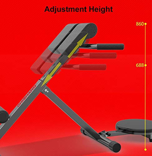 HYDT Bancos Ajustables Silla Romana Plegable, Máquina de Torsión de Cintura de Sillas de Fitness Multifuncional para Adultos Unisex, Equipo Casero de la Aptitud del Gimnasio, 300 Kg