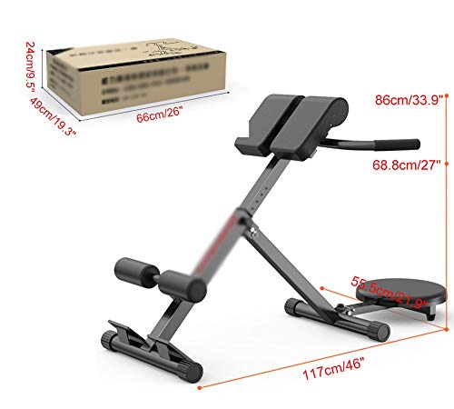 HYDT Bancos Ajustables Silla Romana Plegable, Máquina de Torsión de Cintura de Sillas de Fitness Multifuncional para Adultos Unisex, Equipo Casero de la Aptitud del Gimnasio, 300 Kg