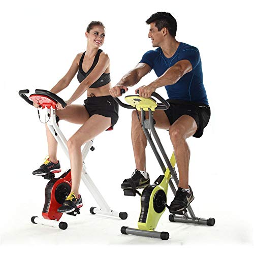 H.yina-Fitness Equipment Bicicleta de Spinning Duradera Tipo X Control magnético Plegable para Interiores Bicicleta de Ejercicio para Oficina Interior Antideslizante (Color: Amarillo)