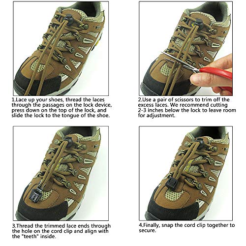 Hysagtek 6 pares de cordones de zapatos elásticos Sin cordones para zapatillas de deporte, niños y adultos (rojo, negro, blanco, gris, azul, verde)
