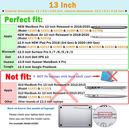 HYZUO 13 Pulgadas Funda Protectora Ordenador Portátil Maletín de Bolsa Compatible con 2020 2019 2018 MacBook Air 13 A2179 A1932/2016-2020 MacBook Pro 13/DELL XPS 13/Surface Pro X 7 6 5 4, Negro HYZUO 13 Pulgadas Funda Protectora Ordenador Portátil Maletín de Bolsa Compatible con 2020 2019 2018 MacBook Air 13 A2179 A1932/2016-2020 MacBook Pro 13/DELL XPS 13/Surface Pro X 7 6 5 4, Negro