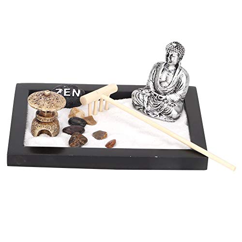 Hztyyier Arena Mesa de Arena Jardín Zen Buddha Rastrillo Arena Caja de Arena Meditación Paisaje artístico Decoración de la Oficina en casa