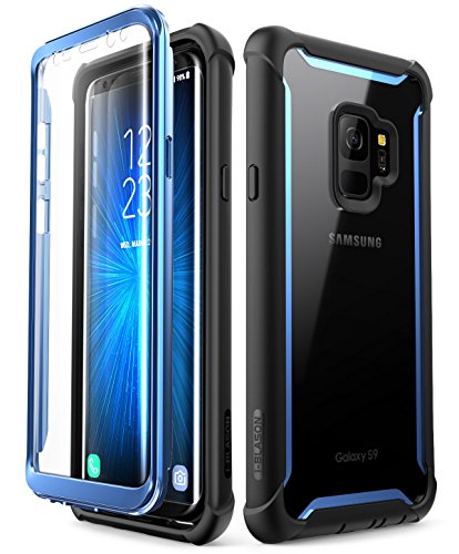 i-Blason Funda Galaxy S9 [Ares] 360 Grados Case Transparente Carcasa con Protector de Pantalla Integrado para Samsung Galaxy S9 2018 Azul