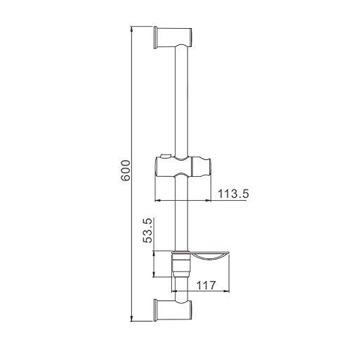 Ibergrif M20802 Barra Universal de Ducha con Cesta, Cromo, 600 MM, Plástico, Plata Ibergrif M20802 Barra Universal de Ducha con Cesta, Cromo, 600 MM, Plástico, Plata