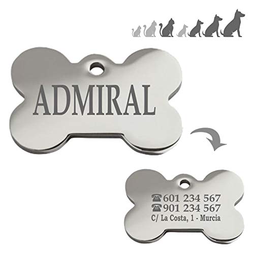 Iberiagifts - Placa Chapa Medalla de identificación Personalizada para Collar Perro Gato Mascota grabada en Acero Inoxidable Iberiagifts - Placa Chapa Medalla de identificación Personalizada para Collar Perro Gato Mascota grabada en Acero Inoxidable