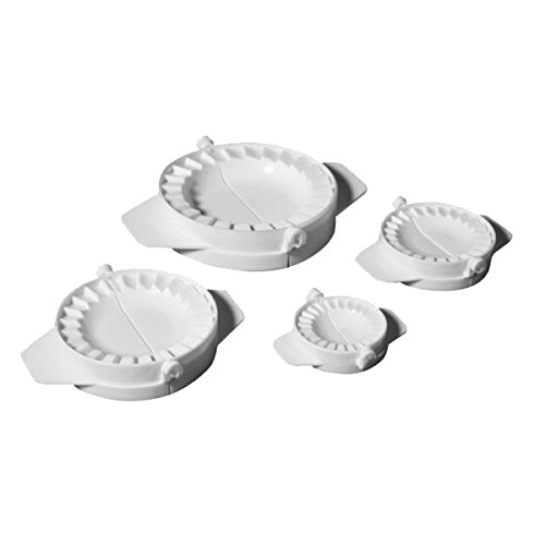 Ibili 707700 - Set 4 Molde Empanadillas,5.5 / 7.5 / 9.5 / 12.5 cm 4 piezas, plástico, blanco